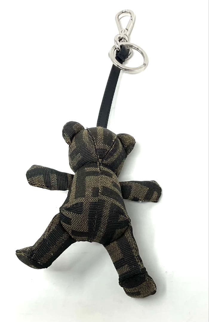 フェンディ　ブラウン FF ジャカード キーホルダー　クマ