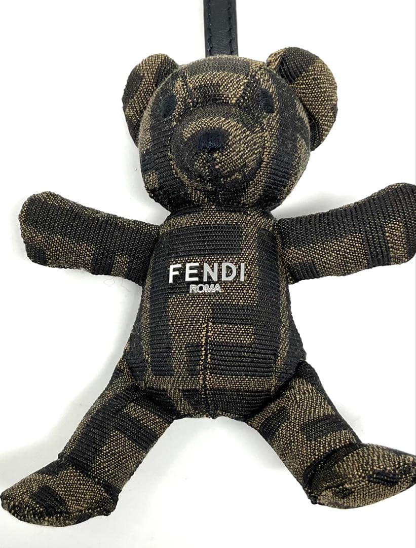 フェンディ　ブラウン FF ジャカード キーホルダー　クマ
