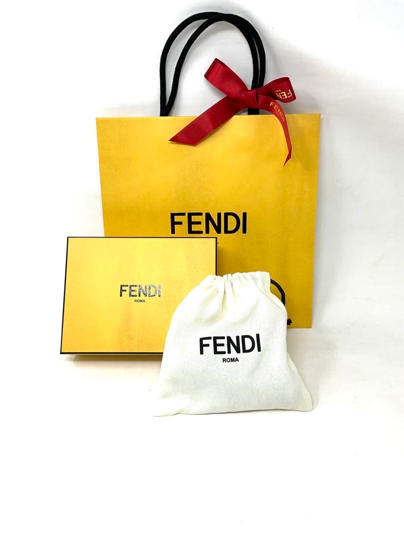 フェンディ　ブラウン FF ジャカード キーホルダー　クマ