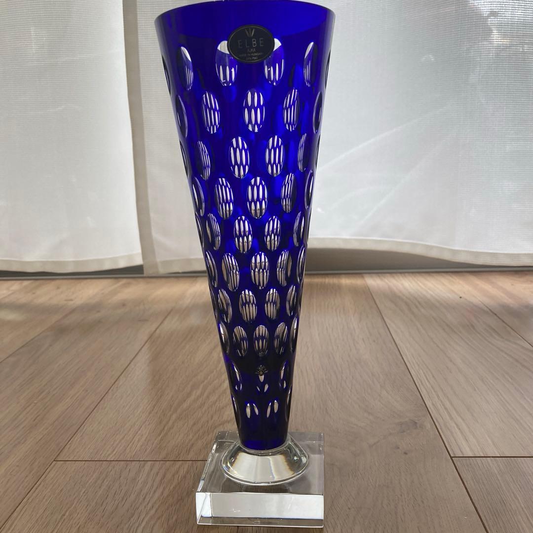 ELBE crystal コバルトブルー 花瓶　希少