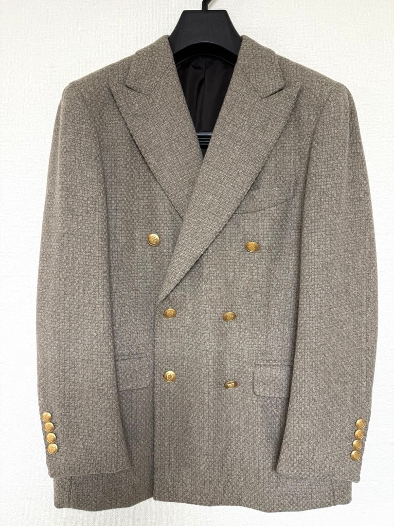 ビームス 金ボタンダブルジャケット 最高級DRAPERS生地 ベージュ