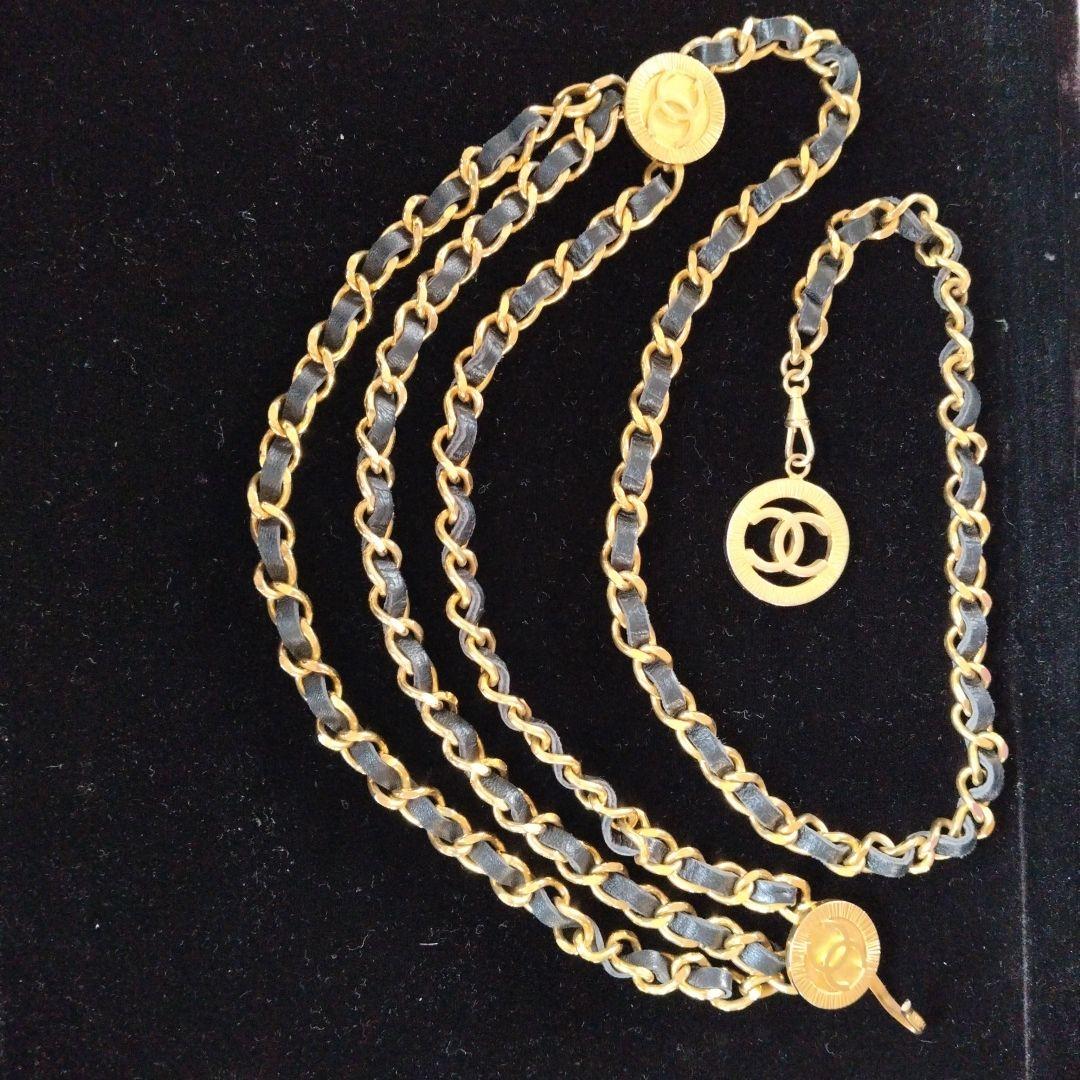 CHANEL チェーンベルト ゴールド/ブラック