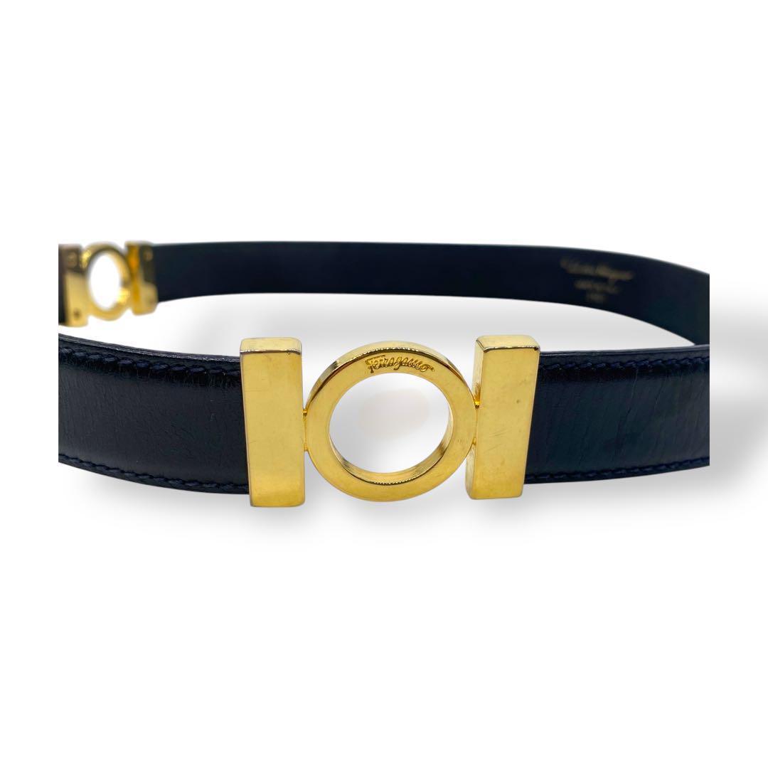 フェラガモ　ガンチーニ　ゴールド金具　ベルト　黒