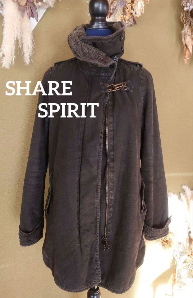 SHARE SPIRIT モッズコート スミクロ　ボア襟