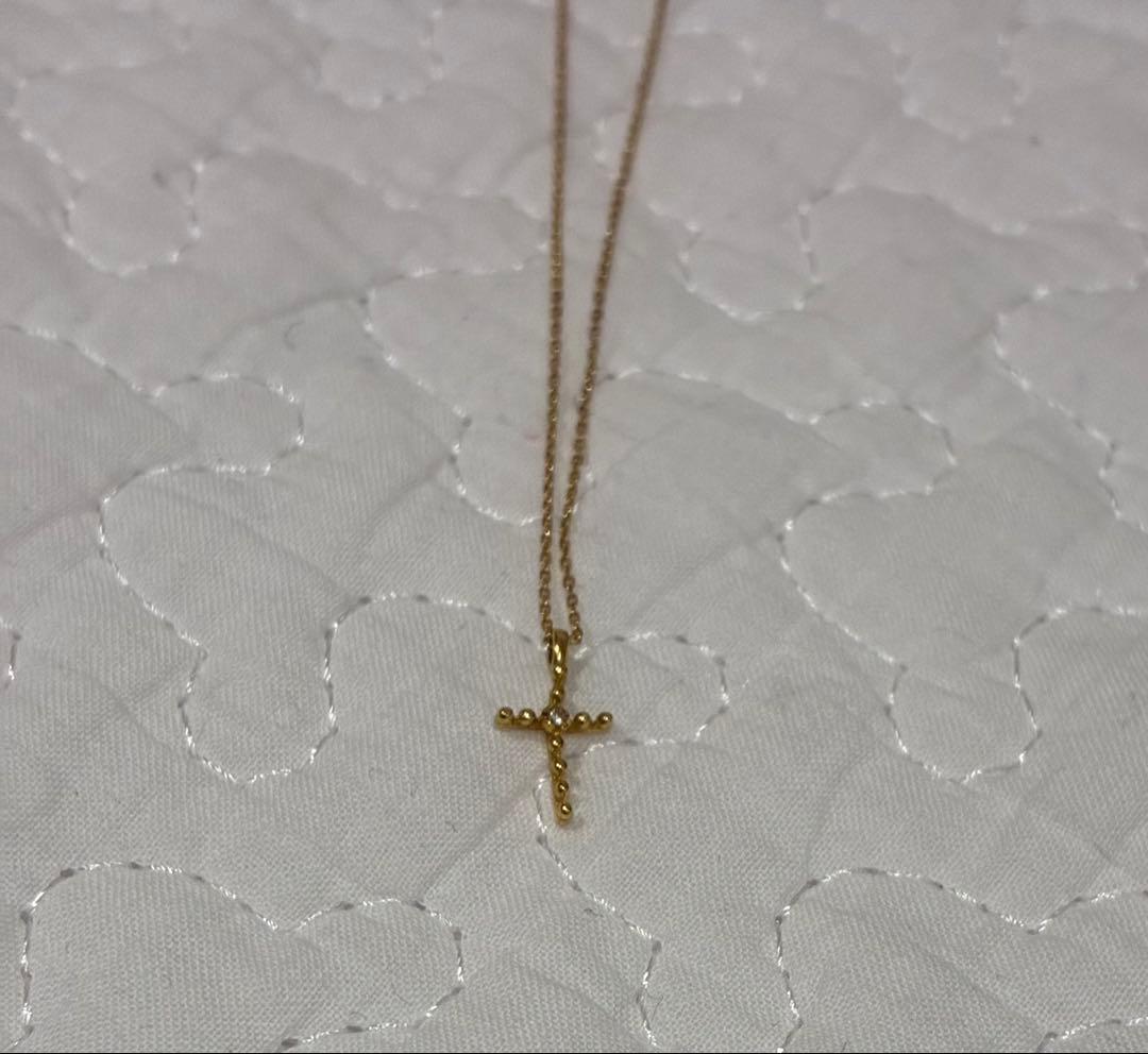 ゴールド 十字架 ネックレス ahkah k18 クロス ダイヤ 正規品