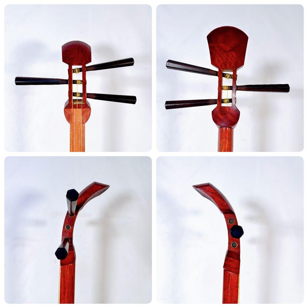 【希少】長唄三味線　細棹　花梨　丸打胴　天神欠けなし　皮破れなし　合金