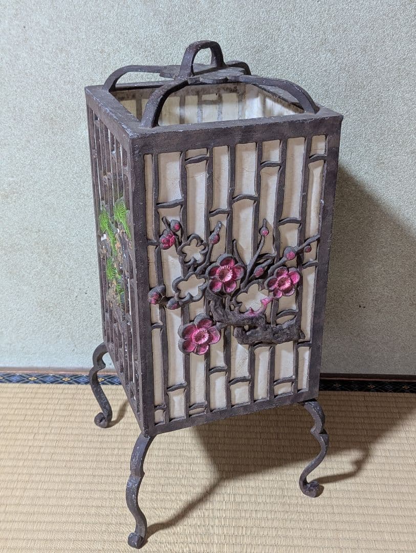 置行灯 フロアランプ 松梅 和風照明 古小物 古道具 アンティーク 骨董