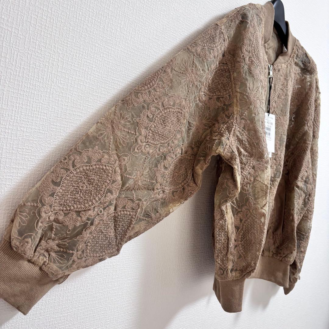 vin 新品　完売　ダブルジップチュールレースブルゾン　ベージュ　定価22000