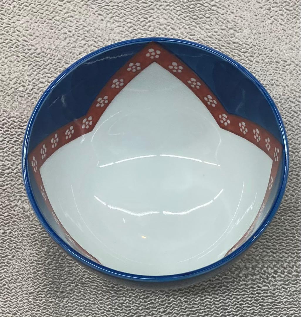 B486b「染錦梅小紋 飯碗」源右衛門作　共箱　是米木窯　古伊万里　食器