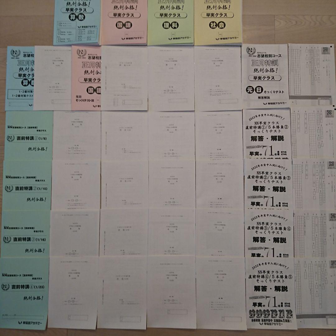 2022年 NN早実クラス 正月特訓＆直前特講①～④ 元日そっくりテスト5本勝負