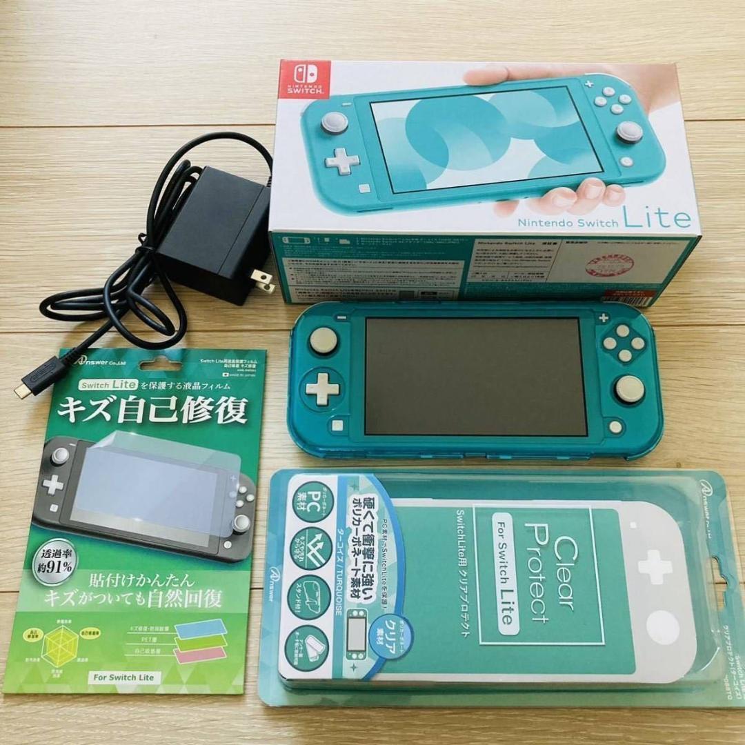 スイッチライト　Switchlite本体　ターコイズブルー　フィルム　プロテクト