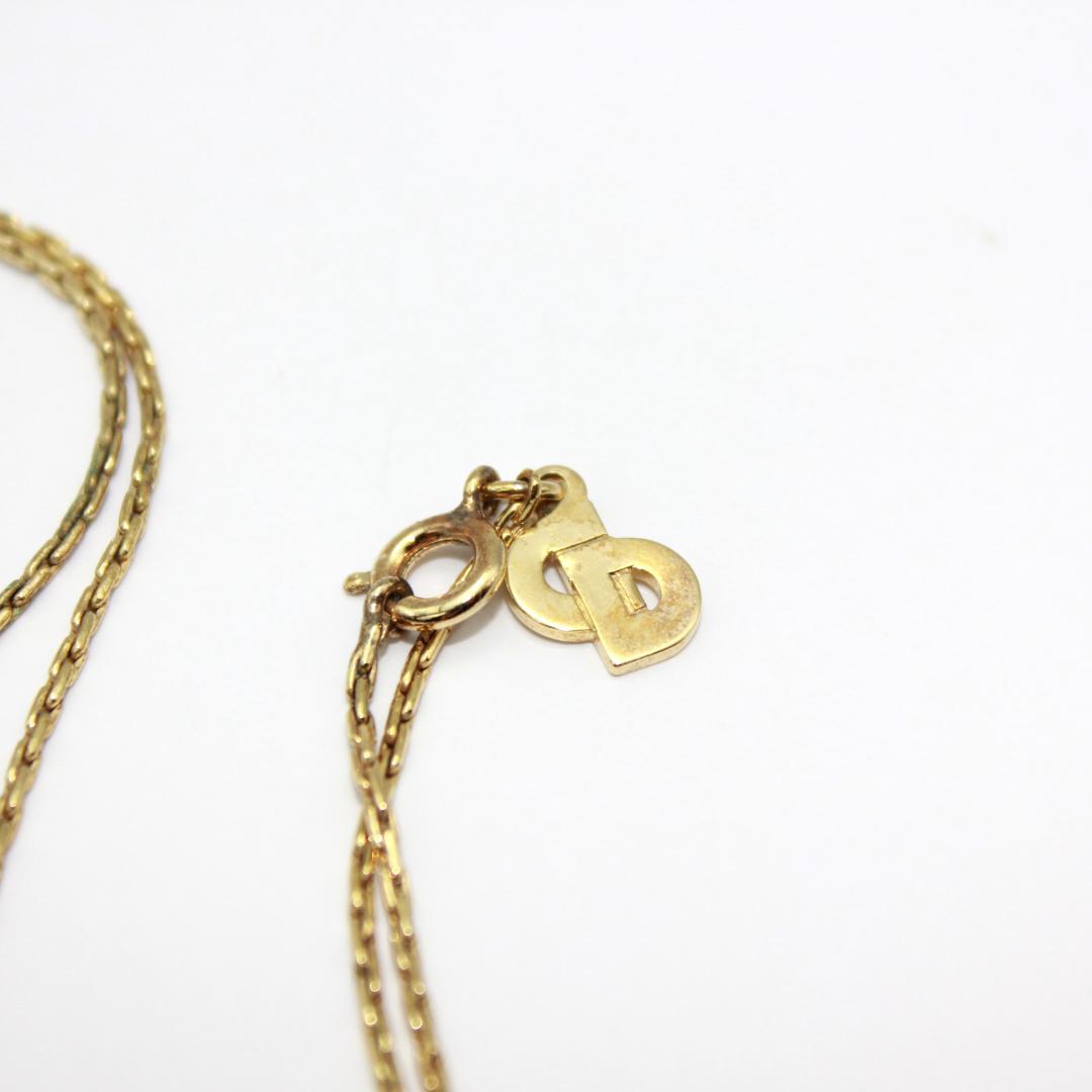 美品 Dior クリスチャンディオール CDロゴ ストーン ゴールド ネックレス