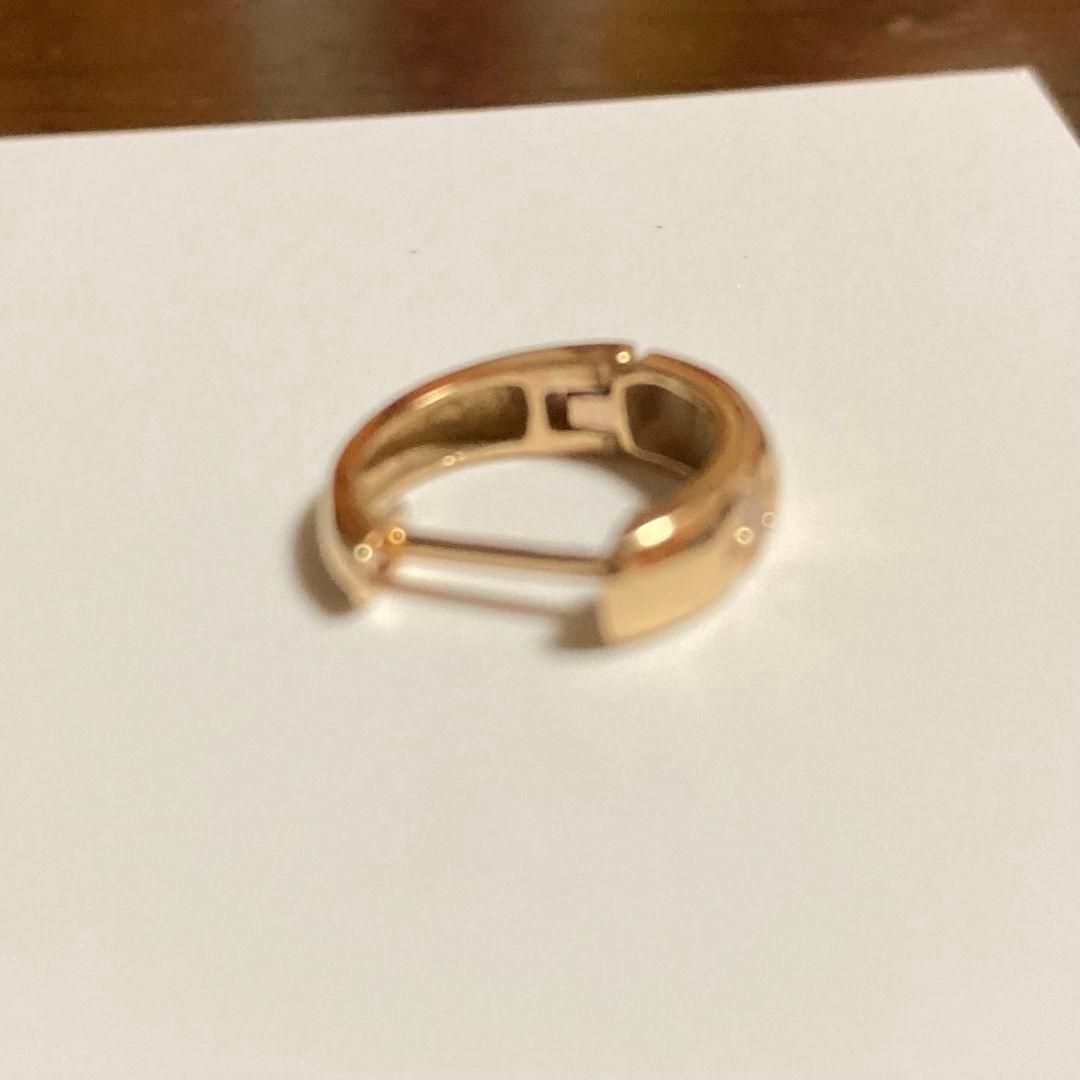 K18ピンクゴールド中折れ式ダイヤフープピアス