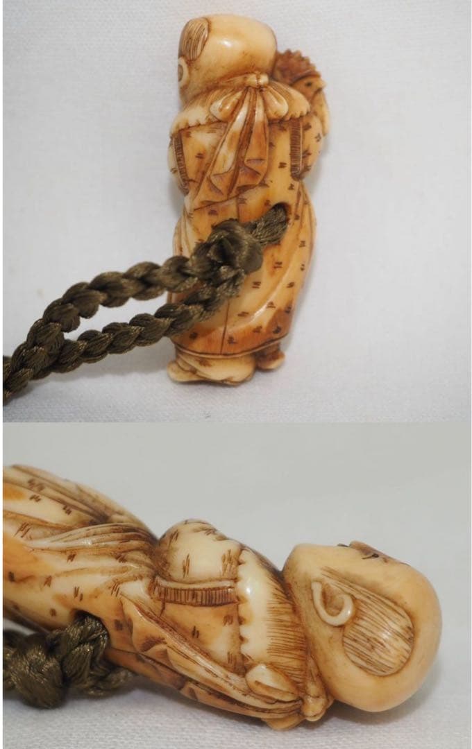 送料無料　江戸時代　極上品（在銘）本金梨子地螺鈿蒔絵 鶏図印籠 人物根付 木箱付