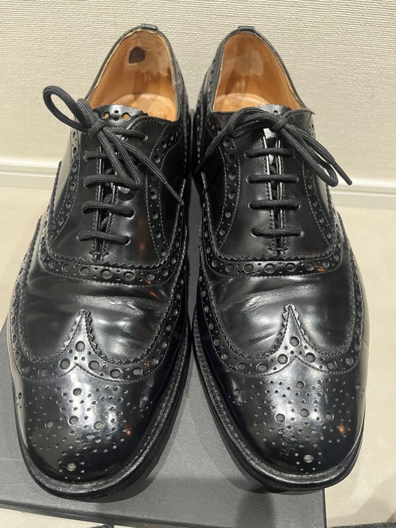 Church's burwood ウィングチップ ブラックレザーシューズ