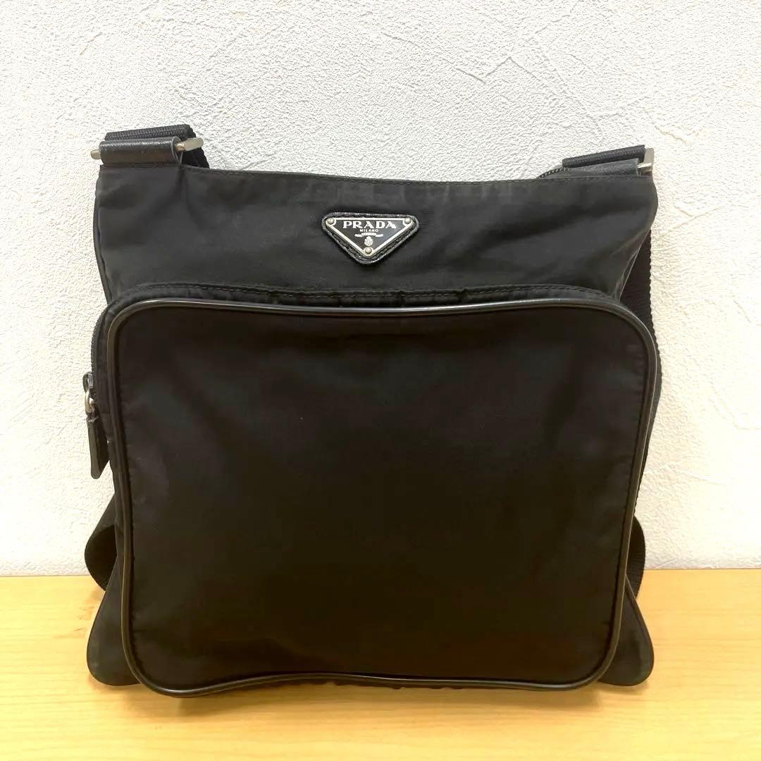 ■ PRADA プラダ ショルダーバッグ ナイロン レザー ブラック