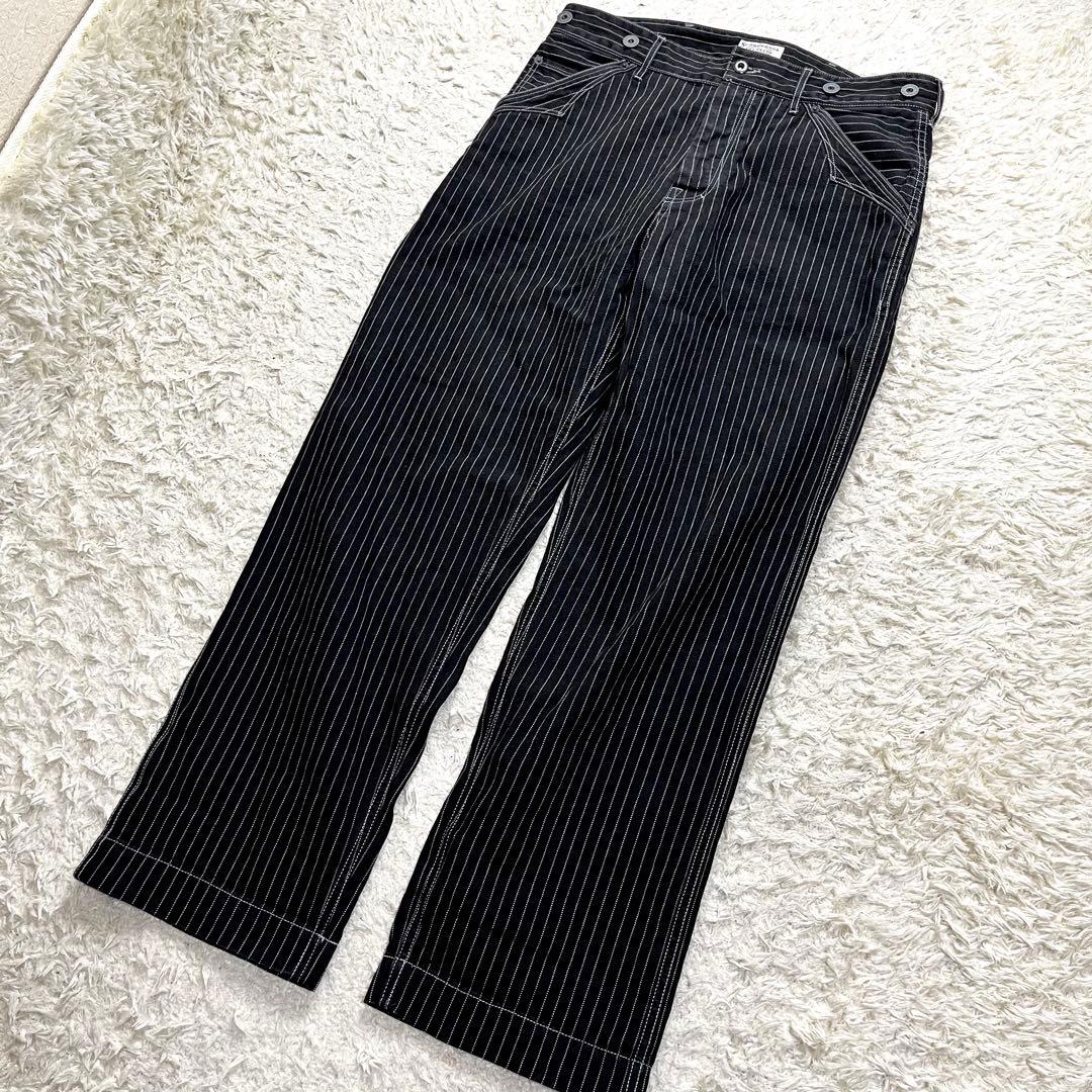 ✨極美品/36インチ✨ショット ヒッコリー デニムパンツ ストライプ ブラック