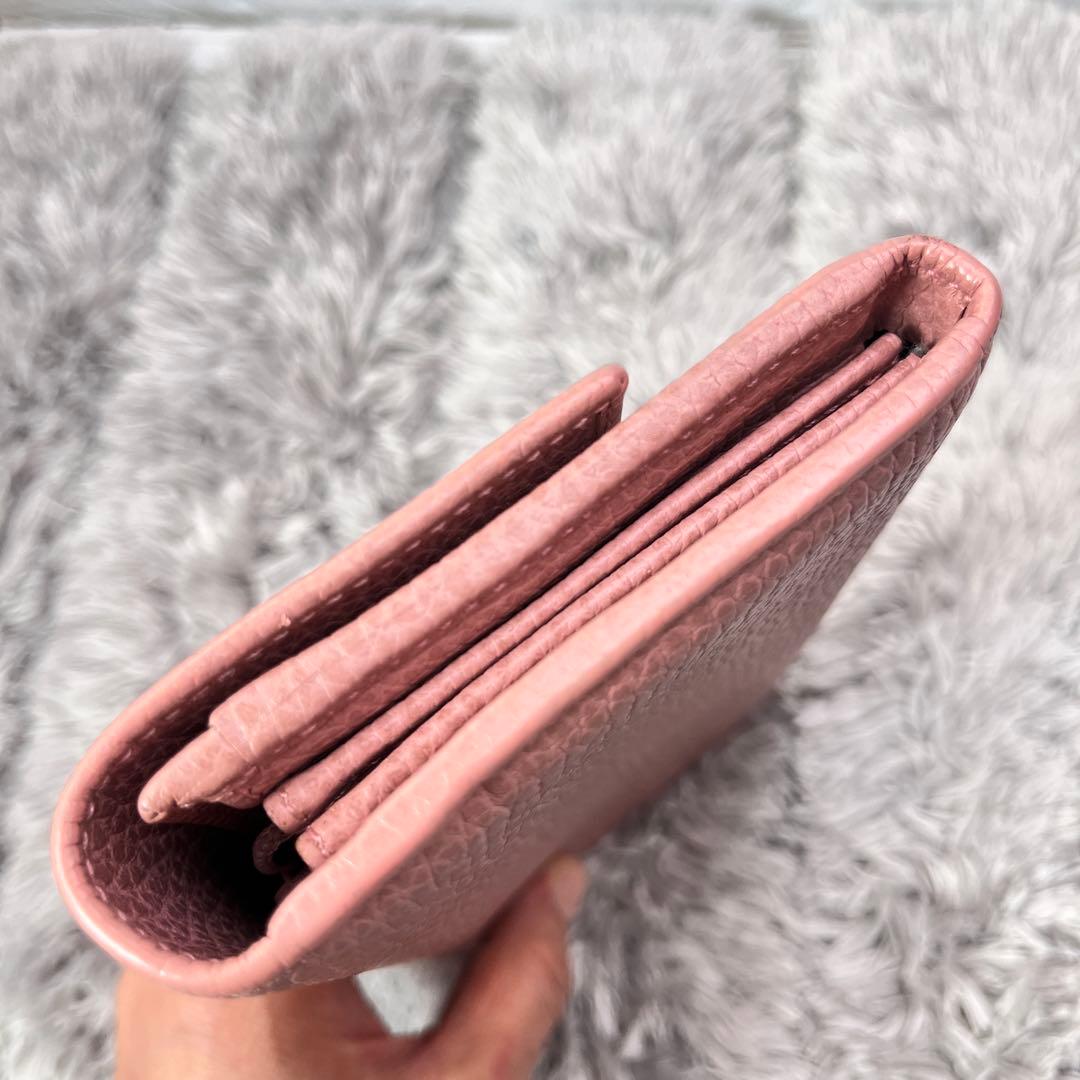 美品✨GUCCI スウィング　長財布　シボレザー　ピンクベージュ　レディース