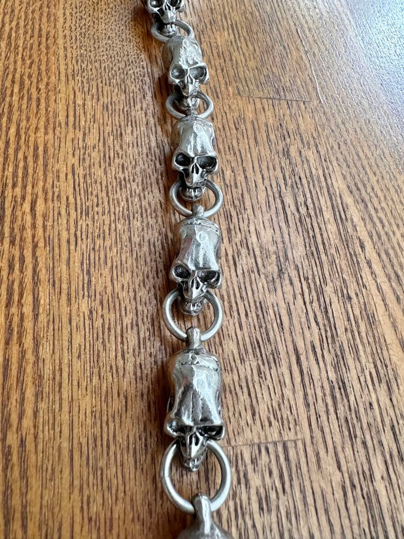 スカルデザイン ウォレットチェーン キーホルダー シルバー調