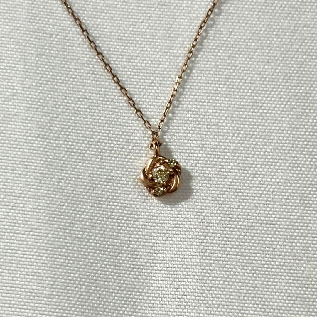 K10 ピンクゴールド ダイヤモンド フラワー ネックレス estelle