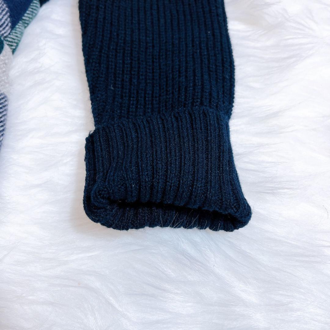 ブルーレーベルクレストブリッジ ケーブル編み メガチェック ストラップレザー