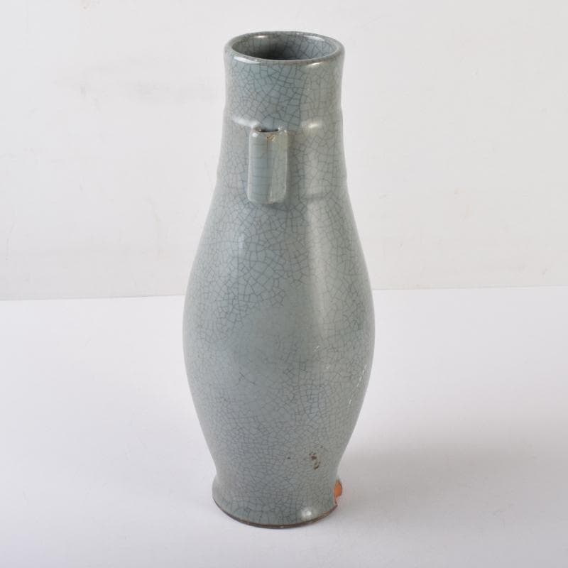 中国　南宋　官窯　青磁　金糸鉄線　貫耳双耳瓶　C　7058A