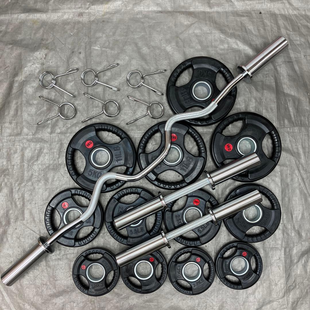 ★送料無料★プレート35kg バーベル ダンベル EZバー カールバー T1