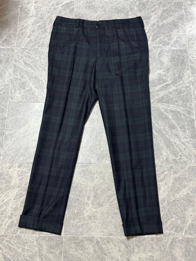 AMBROSI アンブロージ ウール スラックス パンツ チェック 総柄 XL