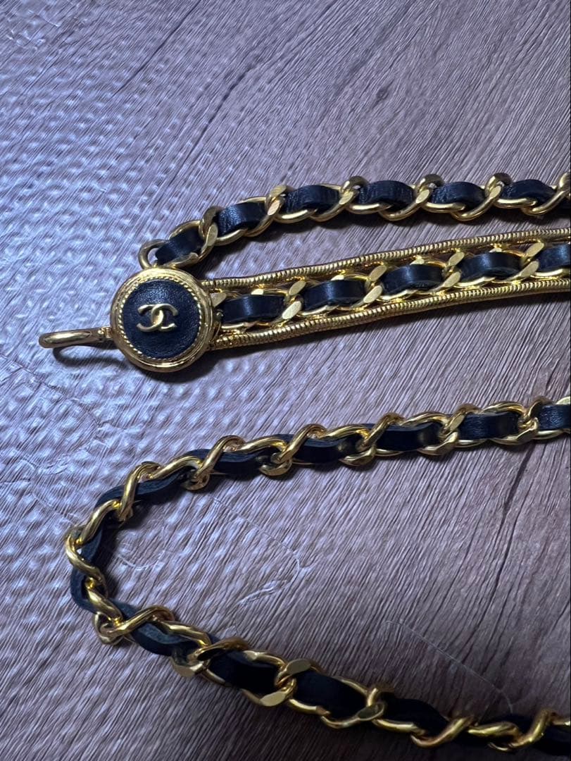 Chanel チェーンベルト ブラック ゴールド