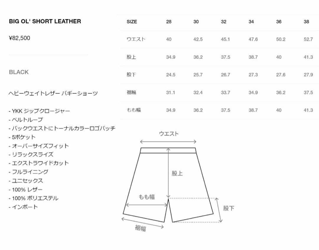 パンツ BIG OL' SHORT LEATHER stussy 30