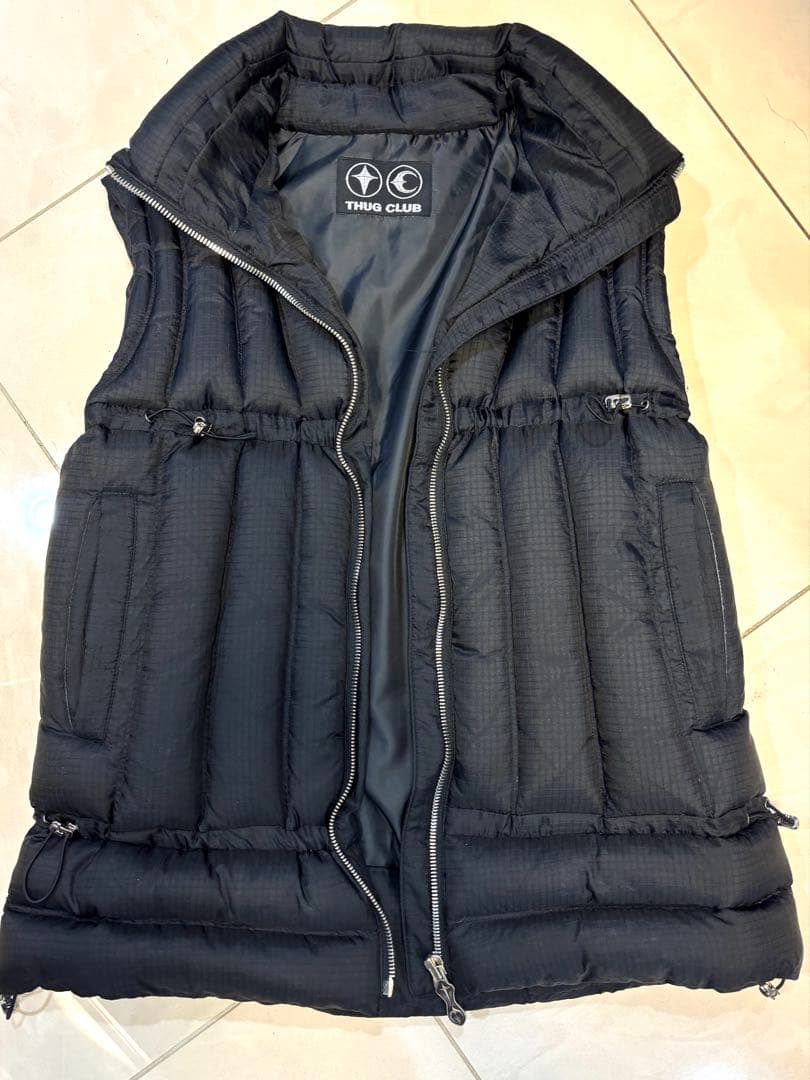 【超美品】THUG CLUB ナイロンダウンベスト ブラック