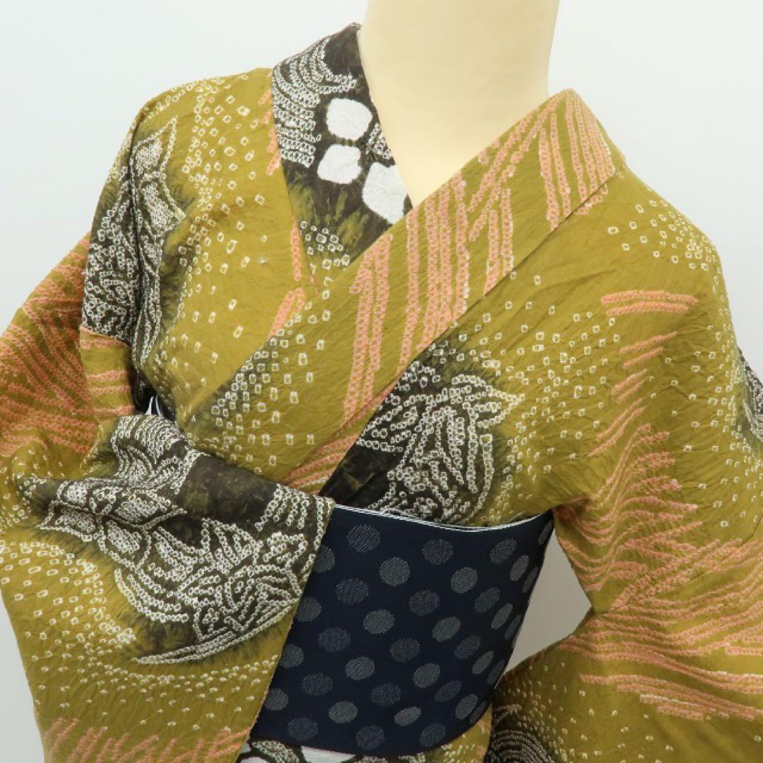 ねこのきもち✺美品 有松鳴海絞り 高級浴衣 着物 A3436