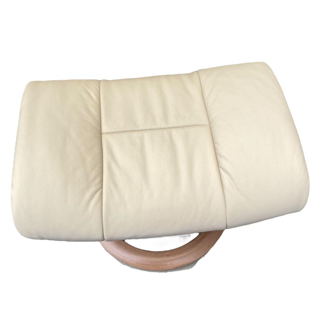 ★メイフェア 本革 ストレスレスチェア＆オットマン M クリーム オーク