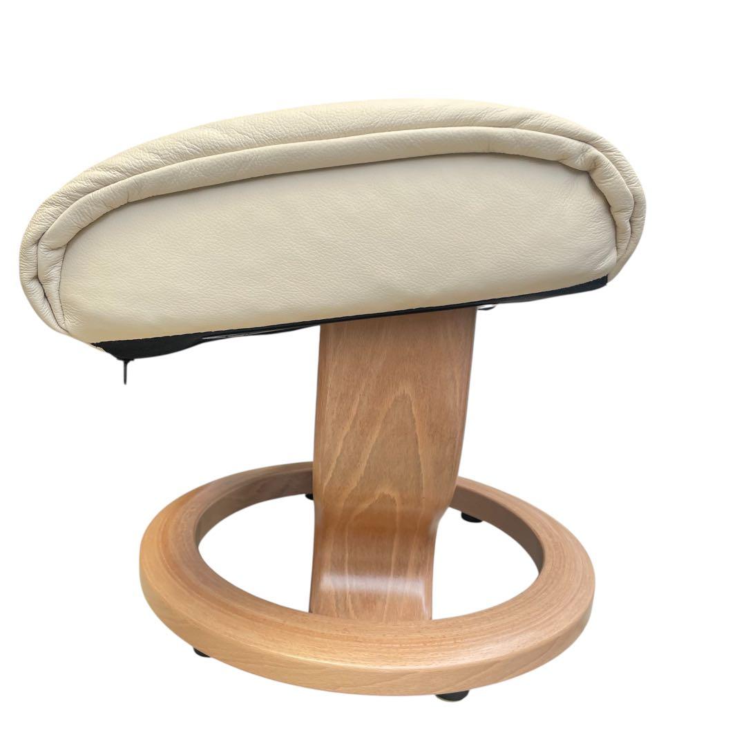 ★メイフェア 本革 ストレスレスチェア＆オットマン M クリーム オーク