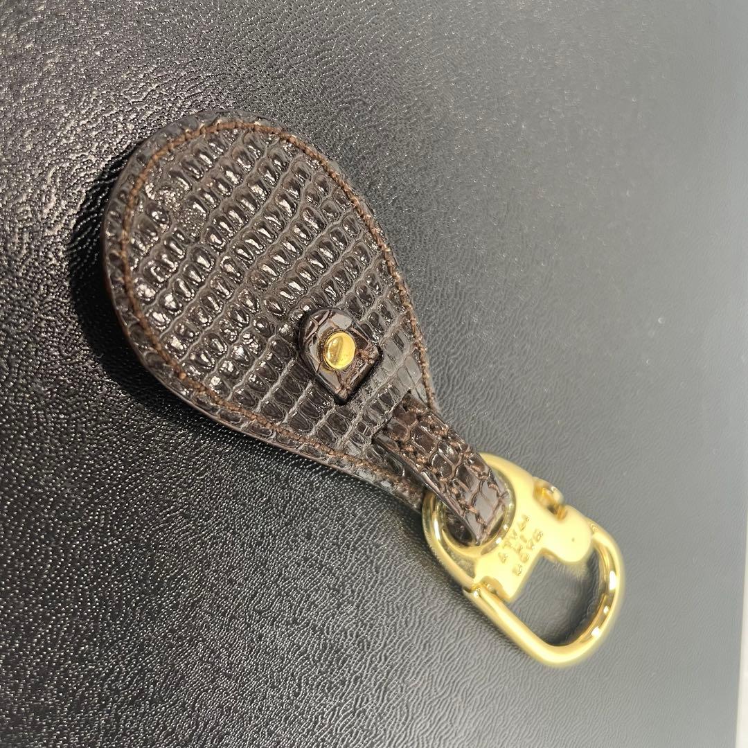 極美品★グッチ　GUCCI キーリング　ブラウン　レザー　ゴールド