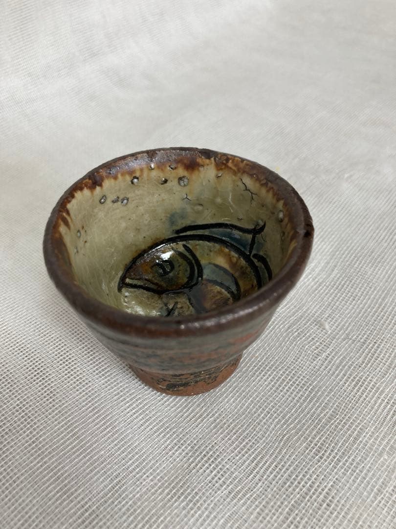 hnさん専用壺屋焼／魚柄ぐい呑／昭31