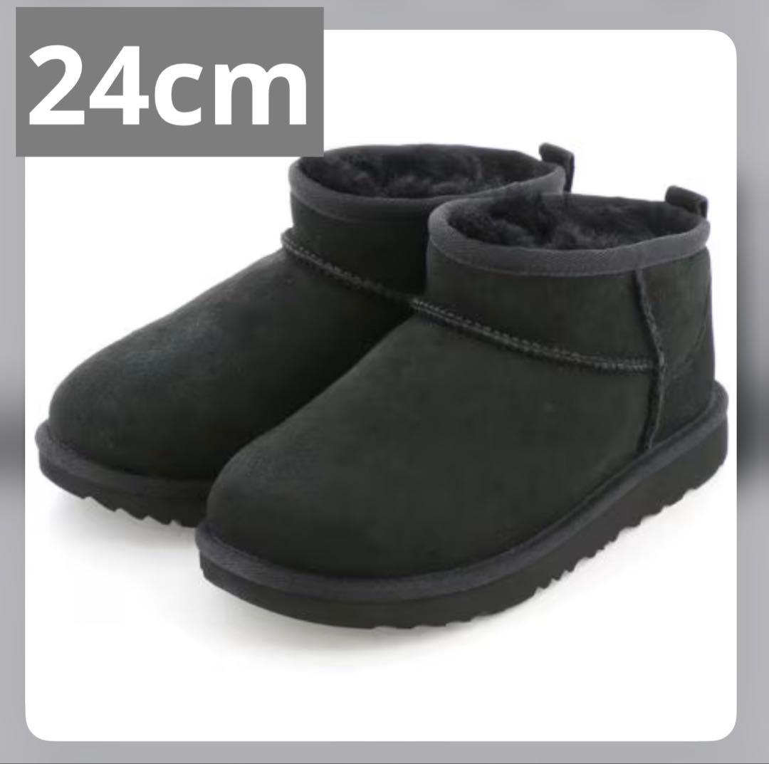 UGG アグクラシックウルトラミニ24cm ブーツ ブラック 黒 ショート