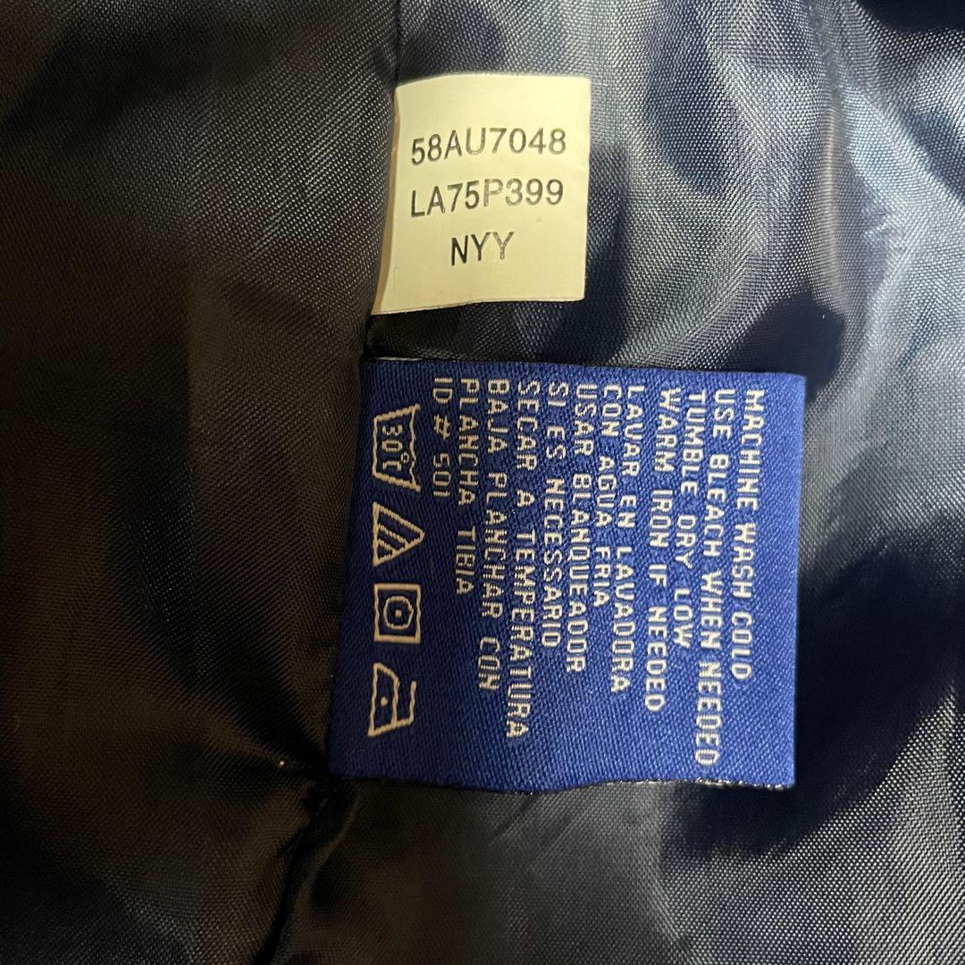 MLB公式ニューヨークヤンキースフード付きナイロンジャケットY2K XLネイビー