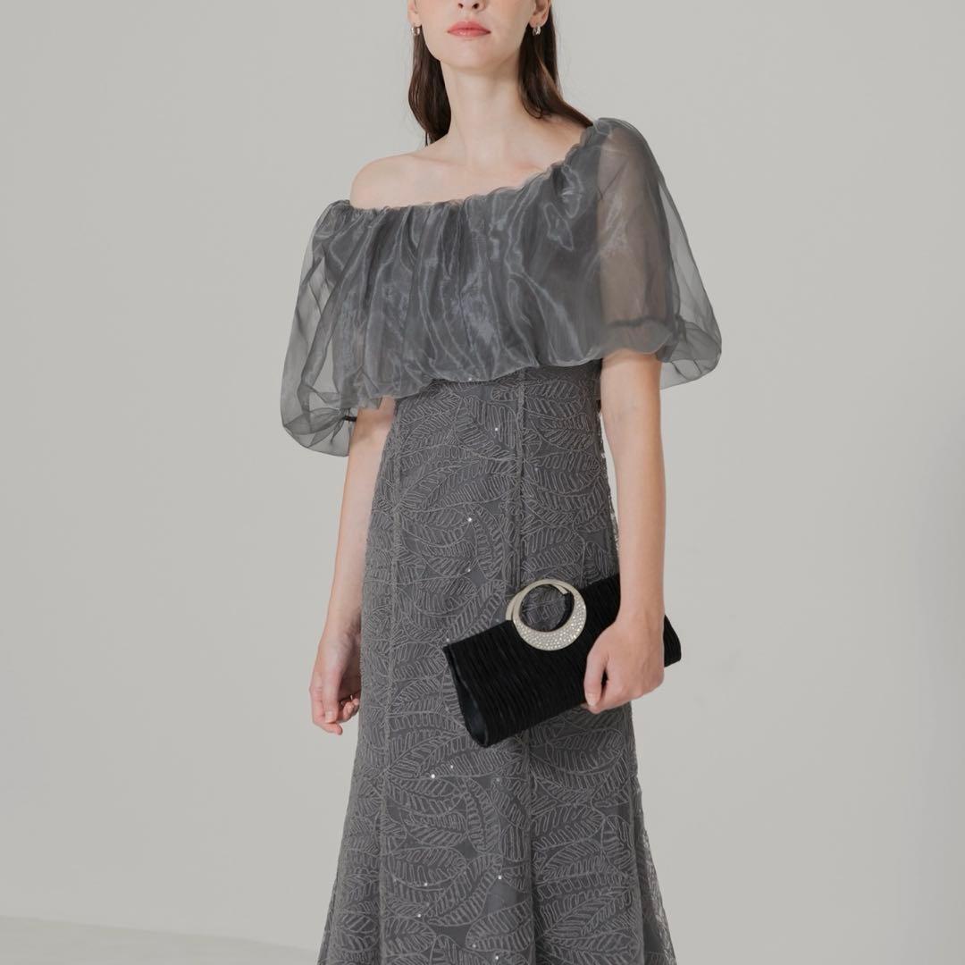 【LEJA】オフショルダーパフスリーブバリエマーメイドワンピースロングドレス