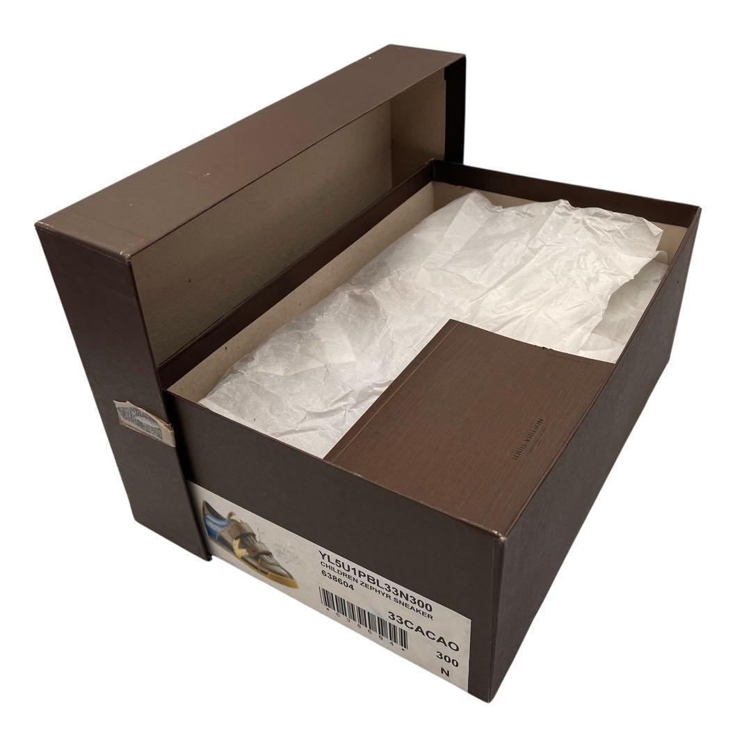 《未使用品》ルイヴィトン キッズ LVロゴ ベルクロ 本革 茶系33 付属あり