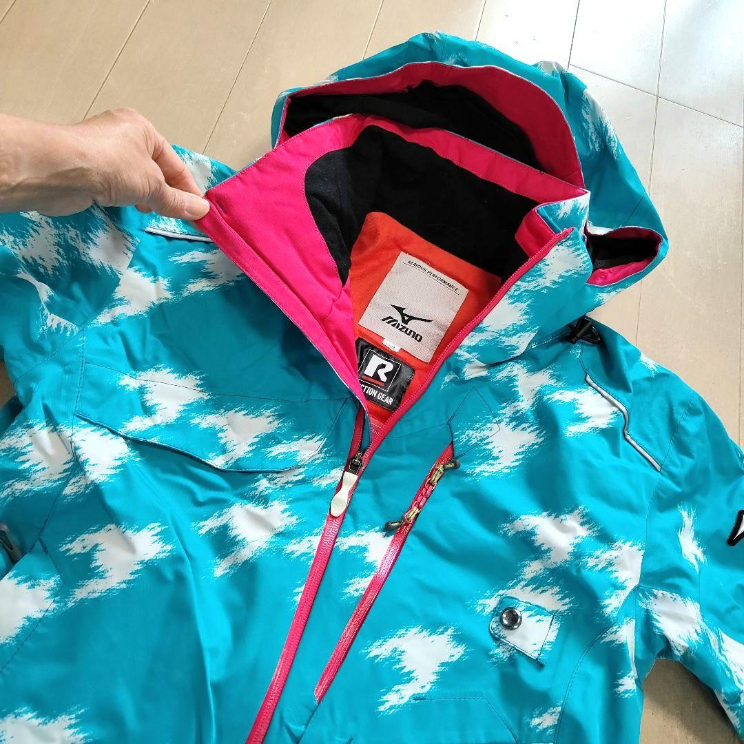 ミズノ スキーウェア上下セット ◆デモモデル◆　Mサイズ　メンズ　水色×赤