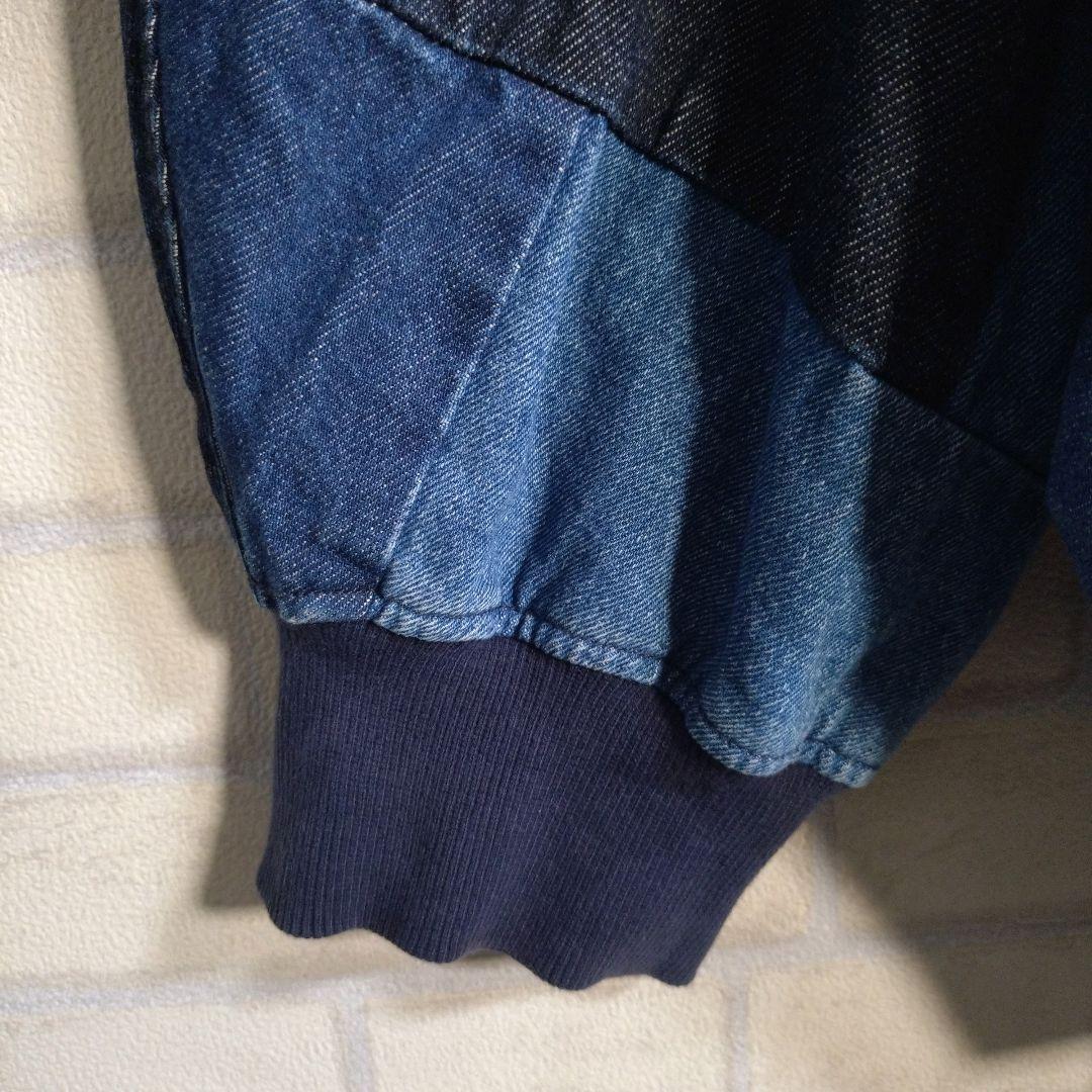 個性派古着★MA-1型 パッチワーク デニムジャケット インディゴ XL相当