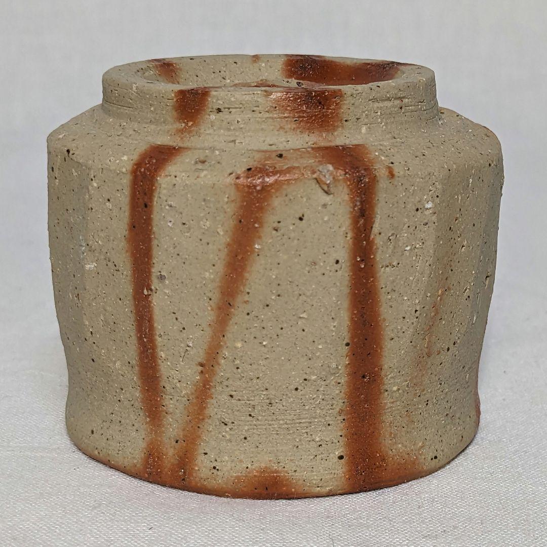 岡山県重要無形文化財 四代目松田華山 備前焼 緋襷面取ぐい呑 酒器 お猪口 酒盃