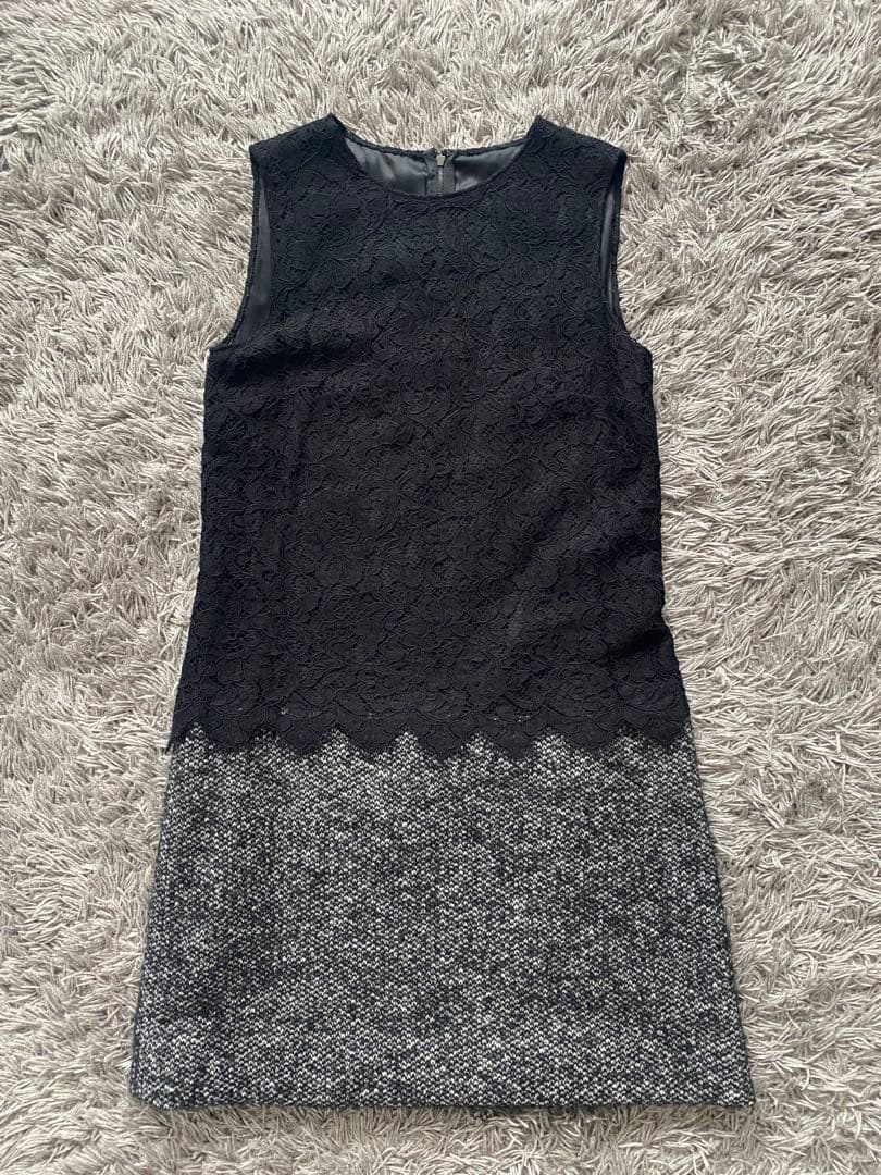 D&Gレースとツイードのノースリーブミニワンピース