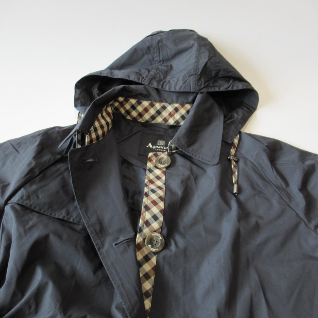 アクアスキュータム未使用ネイビー トレンチデザイン レインコート M 2/2