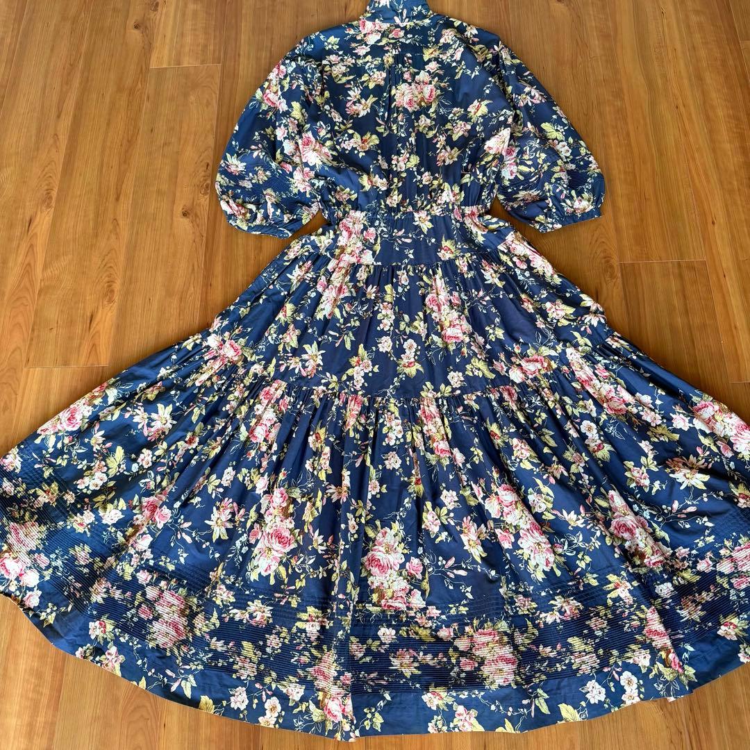 希少美品✨インゲボル カネコイサオ　薔薇柄　マキシ丈　ワンピース　ベルト　フレア