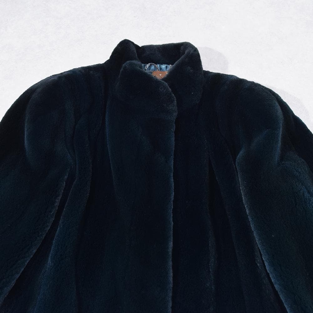 希少色 エンバ EMBA シェアード 毛皮 コート 染め グリーン系 裏総柄