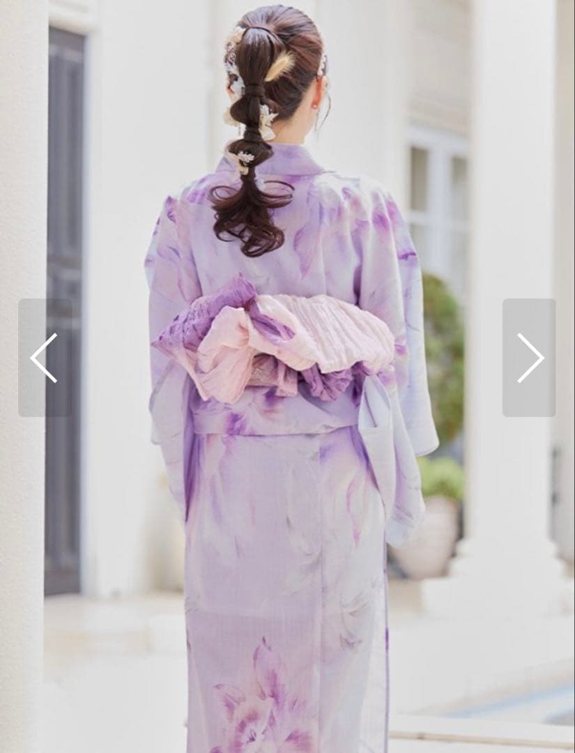 ストライプ地 ／グラデーション木蓮浴衣【浴衣3点セット 浴衣/帯/下駄】