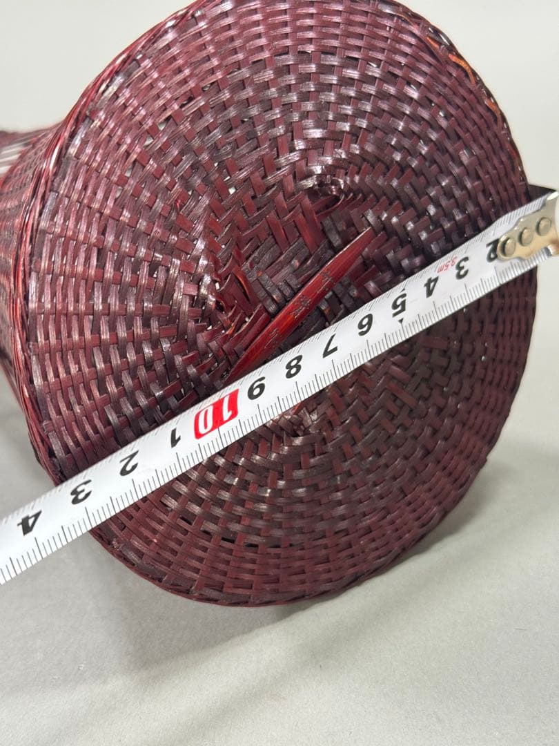 竹籠　渡辺竹清作　いけばな　茶花　花入　小原流　竹細工　竹編手付　花器　華道具