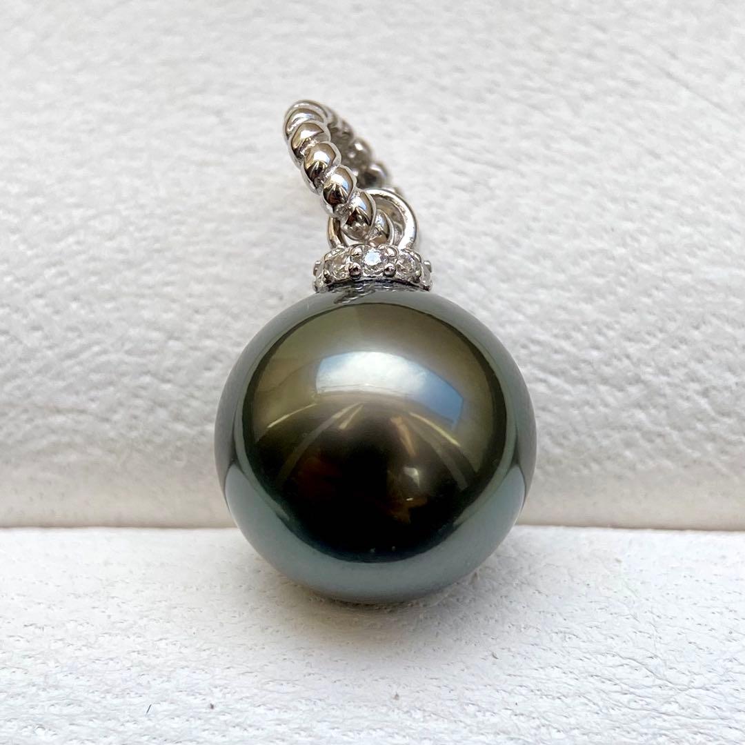 本真珠南洋黒蝶真珠グリーン大玉11.8㍉s925ペンダントBEN935